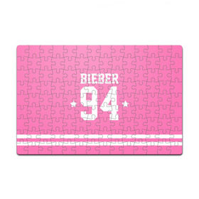 Пазл магнитный 126 элементов с принтом Bieber Team Pink в Белгороде, полимерный материал с магнитным слоем | 126 деталей, размер изделия —  180*270 мм | Тематика изображения на принте: bieber | justin bieber | бибер | джастин бибер