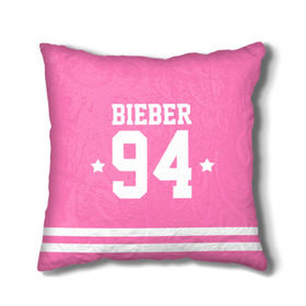 Подушка 3D с принтом Bieber Team Pink в Белгороде, наволочка – 100% полиэстер, наполнитель – холлофайбер (легкий наполнитель, не вызывает аллергию). | состоит из подушки и наволочки. Наволочка на молнии, легко снимается для стирки | bieber | justin bieber | бибер | джастин бибер