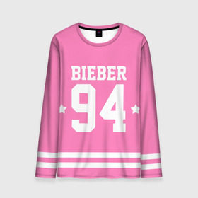 Мужской лонгслив 3D с принтом Bieber Team Pink в Белгороде, 100% полиэстер | длинные рукава, круглый вырез горловины, полуприлегающий силуэт | Тематика изображения на принте: bieber | justin bieber | бибер | джастин бибер