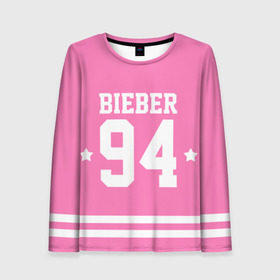 Женский лонгслив 3D с принтом Bieber Team Pink в Белгороде, 100% полиэстер | длинные рукава, круглый вырез горловины, полуприлегающий силуэт | Тематика изображения на принте: bieber | justin bieber | бибер | джастин бибер