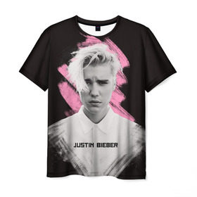 Мужская футболка 3D с принтом Justin Bieber / Pink splash в Белгороде, 100% полиэфир | прямой крой, круглый вырез горловины, длина до линии бедер | bieber | justin bieber | бибер | джастин бибер