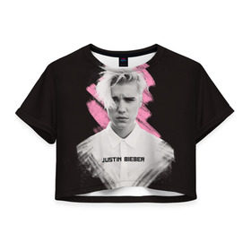 Женская футболка 3D укороченная с принтом Justin Bieber / Pink splash в Белгороде, 100% полиэстер | круглая горловина, длина футболки до линии талии, рукава с отворотами | bieber | justin bieber | бибер | джастин бибер