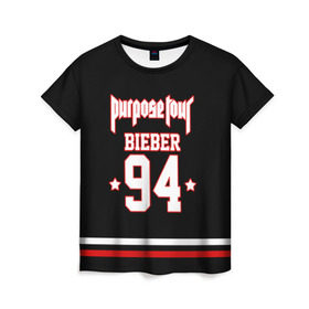 Женская футболка 3D с принтом Bieber Team Black в Белгороде, 100% полиэфир ( синтетическое хлопкоподобное полотно) | прямой крой, круглый вырез горловины, длина до линии бедер | bieber | justin bieber | бибер | джастин бибер