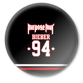 Значок с принтом Bieber Team Black в Белгороде,  металл | круглая форма, металлическая застежка в виде булавки | bieber | justin bieber | бибер | джастин бибер