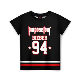 Детская футболка 3D с принтом Bieber Team Black в Белгороде, 100% гипоаллергенный полиэфир | прямой крой, круглый вырез горловины, длина до линии бедер, чуть спущенное плечо, ткань немного тянется | bieber | justin bieber | бибер | джастин бибер