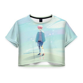 Женская футболка 3D укороченная с принтом BTS_Jimin_4 в Белгороде, 100% полиэстер | круглая горловина, длина футболки до линии талии, рукава с отворотами | bangtan boys | bts | бантаны бтс