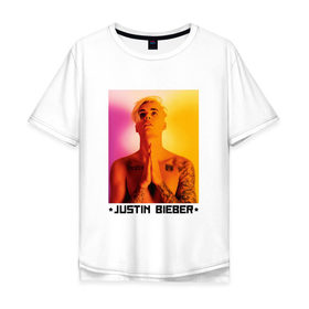 Мужская футболка хлопок Oversize с принтом Bieber Star в Белгороде, 100% хлопок | свободный крой, круглый ворот, “спинка” длиннее передней части | 