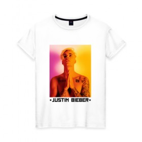 Женская футболка хлопок с принтом Bieber Star в Белгороде, 100% хлопок | прямой крой, круглый вырез горловины, длина до линии бедер, слегка спущенное плечо | 