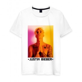 Мужская футболка хлопок с принтом Bieber Star в Белгороде, 100% хлопок | прямой крой, круглый вырез горловины, длина до линии бедер, слегка спущенное плечо. | Тематика изображения на принте: 