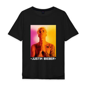 Мужская футболка хлопок Oversize с принтом Bieber Star в Белгороде, 100% хлопок | свободный крой, круглый ворот, “спинка” длиннее передней части | bieber | justin bieber | бибер | джастин бибер