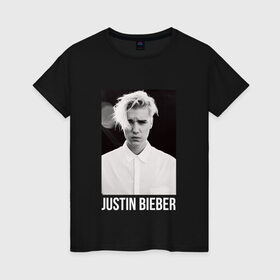 Женская футболка хлопок с принтом Bieber в Белгороде, 100% хлопок | прямой крой, круглый вырез горловины, длина до линии бедер, слегка спущенное плечо | bieber | justin bieber | бибер | джастин бибер