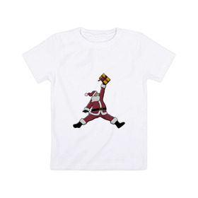 Детская футболка хлопок с принтом Santa Jordan в Белгороде, 100% хлопок | круглый вырез горловины, полуприлегающий силуэт, длина до линии бедер | дед мороз | джордан | новогодний | рождество | санта