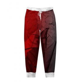 Мужские брюки 3D с принтом GRAY&RED MIRROR ABSTRACT в Белгороде, 100% полиэстер | манжеты по низу, эластичный пояс регулируется шнурком, по бокам два кармана без застежек, внутренняя часть кармана из мелкой сетки | 