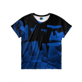 Детская футболка 3D с принтом Abstract blue collection в Белгороде, 100% гипоаллергенный полиэфир | прямой крой, круглый вырез горловины, длина до линии бедер, чуть спущенное плечо, ткань немного тянется | abstraction | geometry | абстракция | геометрия | грань | краски | кубик | кубики | линии | мозаика | разноцветные | ребро | текстура | тени | узор