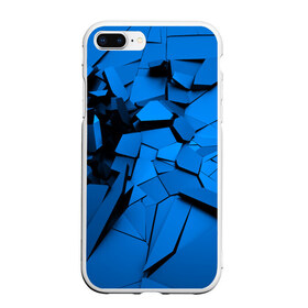 Чехол для iPhone 7Plus/8 Plus матовый с принтом Carbon abstraction BLUE в Белгороде, Силикон | Область печати: задняя сторона чехла, без боковых панелей | Тематика изображения на принте: abstraction | geometry | абстракция | геометрия | грань | краски | кубик | кубики | линии | мозаика | разноцветные | ребро | текстура | тени | узор