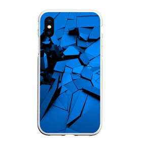 Чехол для iPhone XS Max матовый с принтом Carbon abstraction BLUE в Белгороде, Силикон | Область печати: задняя сторона чехла, без боковых панелей | abstraction | geometry | абстракция | геометрия | грань | краски | кубик | кубики | линии | мозаика | разноцветные | ребро | текстура | тени | узор
