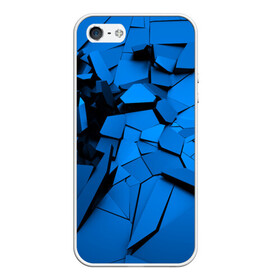 Чехол для iPhone 5/5S матовый с принтом Carbon abstraction BLUE в Белгороде, Силикон | Область печати: задняя сторона чехла, без боковых панелей | abstraction | geometry | абстракция | геометрия | грань | краски | кубик | кубики | линии | мозаика | разноцветные | ребро | текстура | тени | узор