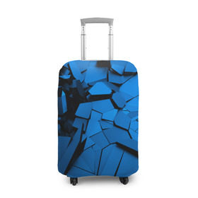 Чехол для чемодана 3D с принтом Carbon abstraction BLUE в Белгороде, 86% полиэфир, 14% спандекс | двустороннее нанесение принта, прорези для ручек и колес | abstraction | geometry | абстракция | геометрия | грань | краски | кубик | кубики | линии | мозаика | разноцветные | ребро | текстура | тени | узор