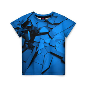Детская футболка 3D с принтом Carbon abstraction BLUE в Белгороде, 100% гипоаллергенный полиэфир | прямой крой, круглый вырез горловины, длина до линии бедер, чуть спущенное плечо, ткань немного тянется | abstraction | geometry | абстракция | геометрия | грань | краски | кубик | кубики | линии | мозаика | разноцветные | ребро | текстура | тени | узор