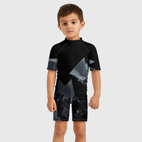 Детский купальный костюм 3D с принтом GEOMETRY 0NE в Белгороде, Полиэстер 85%, Спандекс 15% | застежка на молнии на спине | abstraction | geometry | абстракция | геометрия | грань | краски | кубик | кубики | линии | мозаика | разноцветные | ребро | текстура | тени | узор