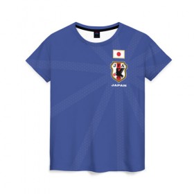 Женская футболка 3D с принтом Япония, форма в Белгороде, 100% полиэфир ( синтетическое хлопкоподобное полотно) | прямой крой, круглый вырез горловины, длина до линии бедер | fifa | логотип | мира | фифа | форма | чемпионат | эмблема | япония