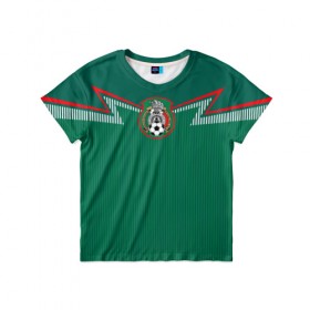 Детская футболка 3D с принтом Мексика, форма в Белгороде, 100% гипоаллергенный полиэфир | прямой крой, круглый вырез горловины, длина до линии бедер, чуть спущенное плечо, ткань немного тянется | fifa | mexico | мира | фифа | чемпионат | эмблема