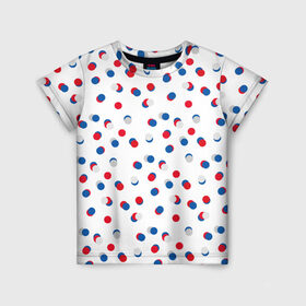 Детская футболка 3D с принтом В горошек в Белгороде, 100% гипоаллергенный полиэфир | прямой крой, круглый вырез горловины, длина до линии бедер, чуть спущенное плечо, ткань немного тянется | горошек | триколор  