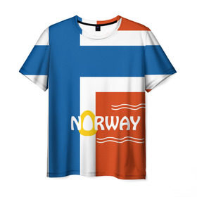 Мужская футболка 3D с принтом Норвегия в Белгороде, 100% полиэфир | прямой крой, круглый вырез горловины, длина до линии бедер | Тематика изображения на принте: europe | norway | европа | норвегия | путешествие | флаг