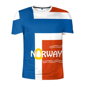 Мужская футболка 3D спортивная с принтом Норвегия в Белгороде, 100% полиэстер с улучшенными характеристиками | приталенный силуэт, круглая горловина, широкие плечи, сужается к линии бедра | europe | norway | европа | норвегия | путешествие | флаг