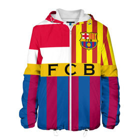 Мужская куртка 3D с принтом FC Barcelona в Белгороде, ткань верха — 100% полиэстер, подклад — флис | прямой крой, подол и капюшон оформлены резинкой с фиксаторами, два кармана без застежек по бокам, один большой потайной карман на груди. Карман на груди застегивается на липучку | Тематика изображения на принте: barcelona | football | logo | spain | sport | арт | барселона | испания | лига | лого | спорт | текстура | фк | футбол | футбольный клуб | эмблема