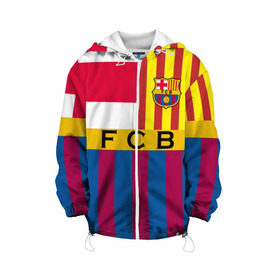 Детская куртка 3D с принтом FC Barcelona в Белгороде, 100% полиэстер | застежка — молния, подол и капюшон оформлены резинкой с фиксаторами, по бокам — два кармана без застежек, один потайной карман на груди, плотность верхнего слоя — 90 г/м2; плотность флисового подклада — 260 г/м2 | Тематика изображения на принте: barcelona | football | logo | spain | sport | арт | барселона | испания | лига | лого | спорт | текстура | фк | футбол | футбольный клуб | эмблема