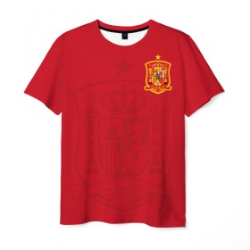Мужская футболка 3D с принтом Испания, форма в Белгороде, 100% полиэфир | прямой крой, круглый вырез горловины, длина до линии бедер | Тематика изображения на принте: fc |   сборная | испания | спорт | спортивные | фк | футбол | футбольный клуб