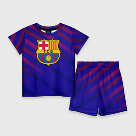 Детский костюм с шортами 3D с принтом FC Barcelona в Белгороде,  |  | barcelona | football | logo | spain | sport | арт | барселона | испания | лига | лого | спорт | текстура | фк | футбол | футбольный клуб | эмблема