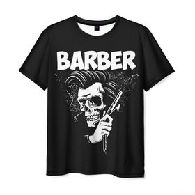 Мужская футболка 3D с принтом БАРБЕР 2-х сторонняя в Белгороде, 100% полиэфир | прямой крой, круглый вырез горловины, длина до линии бедер | barbershop | барбер | барбершоп