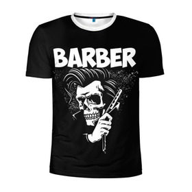 Мужская футболка 3D спортивная с принтом БАРБЕР 2-х сторонняя в Белгороде, 100% полиэстер с улучшенными характеристиками | приталенный силуэт, круглая горловина, широкие плечи, сужается к линии бедра | Тематика изображения на принте: barbershop | барбер | барбершоп