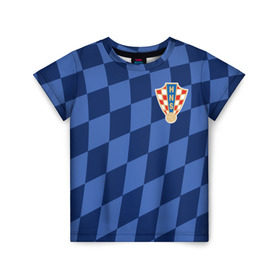 Детская футболка 3D с принтом Хорватия, форма в Белгороде, 100% гипоаллергенный полиэфир | прямой крой, круглый вырез горловины, длина до линии бедер, чуть спущенное плечо, ткань немного тянется | croatia | fc | fifa | football | national team | uniform | сборная | фифа | фк | форма | футбол | хорватия