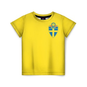 Детская футболка 3D с принтом Швеция, форма в Белгороде, 100% гипоаллергенный полиэфир | прямой крой, круглый вырез горловины, длина до линии бедер, чуть спущенное плечо, ткань немного тянется | fifa | фифа | чемпионат мира