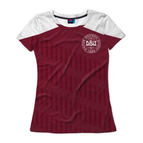 Женская футболка 3D с принтом Дания, форма в Белгороде, 100% полиэфир ( синтетическое хлопкоподобное полотно) | прямой крой, круглый вырез горловины, длина до линии бедер | fifa | фифа | чемпионат мира