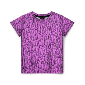 Детская футболка 3D с принтом Розовые кактусы в Белгороде, 100% гипоаллергенный полиэфир | прямой крой, круглый вырез горловины, длина до линии бедер, чуть спущенное плечо, ткань немного тянется | гламур | гламурный | кактус | колючки | мексика | паттерн | пустыня | растения | розовый | шипы