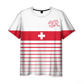 Мужская футболка 3D с принтом Швейцария, форма в Белгороде, 100% полиэфир | прямой крой, круглый вырез горловины, длина до линии бедер | Тематика изображения на принте: fc | спорт | спортивные | фк | футбол | футбольный клуб | швейцария