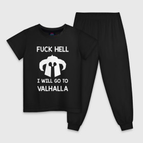 Детская пижама хлопок с принтом Fuck Hell в Белгороде, 100% хлопок |  брюки и футболка прямого кроя, без карманов, на брюках мягкая резинка на поясе и по низу штанин
 | Тематика изображения на принте: vikings | викинги
