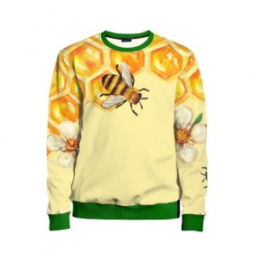 Детский свитшот 3D с принтом Любители меда в Белгороде, 100% полиэстер | свободная посадка, прямой крой, мягкая тканевая резинка на рукавах и понизу свитшота | крылья | мед | насекомое | полет | природа | пчелы | улей | цветное | яркое