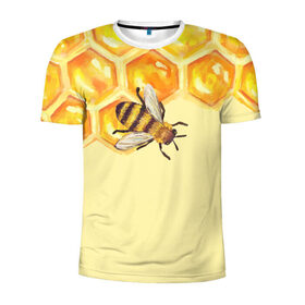 Мужская футболка 3D спортивная с принтом Любители меда в Белгороде, 100% полиэстер с улучшенными характеристиками | приталенный силуэт, круглая горловина, широкие плечи, сужается к линии бедра | крылья | мед | насекомое | полет | природа | пчелы | улей | цветное | яркое