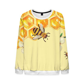 Мужской свитшот 3D с принтом Любители меда в Белгороде, 100% полиэстер с мягким внутренним слоем | круглый вырез горловины, мягкая резинка на манжетах и поясе, свободная посадка по фигуре | Тематика изображения на принте: крылья | мед | насекомое | полет | природа | пчелы | улей | цветное | яркое