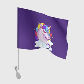 Флаг для автомобиля с принтом Покорители воздуха в Белгороде, 100% полиэстер | Размер: 30*21 см | единорог | лошадь | рога | сказка