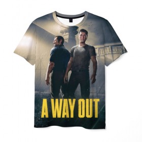 Мужская футболка 3D с принтом A Way Out в Белгороде, 100% полиэфир | прямой крой, круглый вырез горловины, длина до линии бедер | a way out