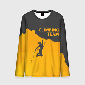 Мужской лонгслив 3D с принтом climbing в Белгороде, 100% полиэстер | длинные рукава, круглый вырез горловины, полуприлегающий силуэт | Тематика изображения на принте: adrenaline | extreme | hiking | mountaineering | mountains | risk | rock climb | rocks | sport | адреналин | альпинизм | высота | горы | риск | скалолазание | скалы | спорт | туризм | экстрим