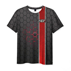 Мужская футболка 3D с принтом N7 в Белгороде, 100% полиэфир | прямой крой, круглый вырез горловины, длина до линии бедер | n7 | броня | игры | костюм | логотип