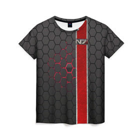Женская футболка 3D с принтом N7 в Белгороде, 100% полиэфир ( синтетическое хлопкоподобное полотно) | прямой крой, круглый вырез горловины, длина до линии бедер | n7 | броня | игры | костюм | логотип
