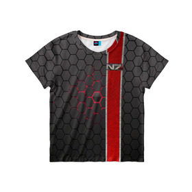 Детская футболка 3D с принтом N7 в Белгороде, 100% гипоаллергенный полиэфир | прямой крой, круглый вырез горловины, длина до линии бедер, чуть спущенное плечо, ткань немного тянется | n7 | броня | игры | костюм | логотип
